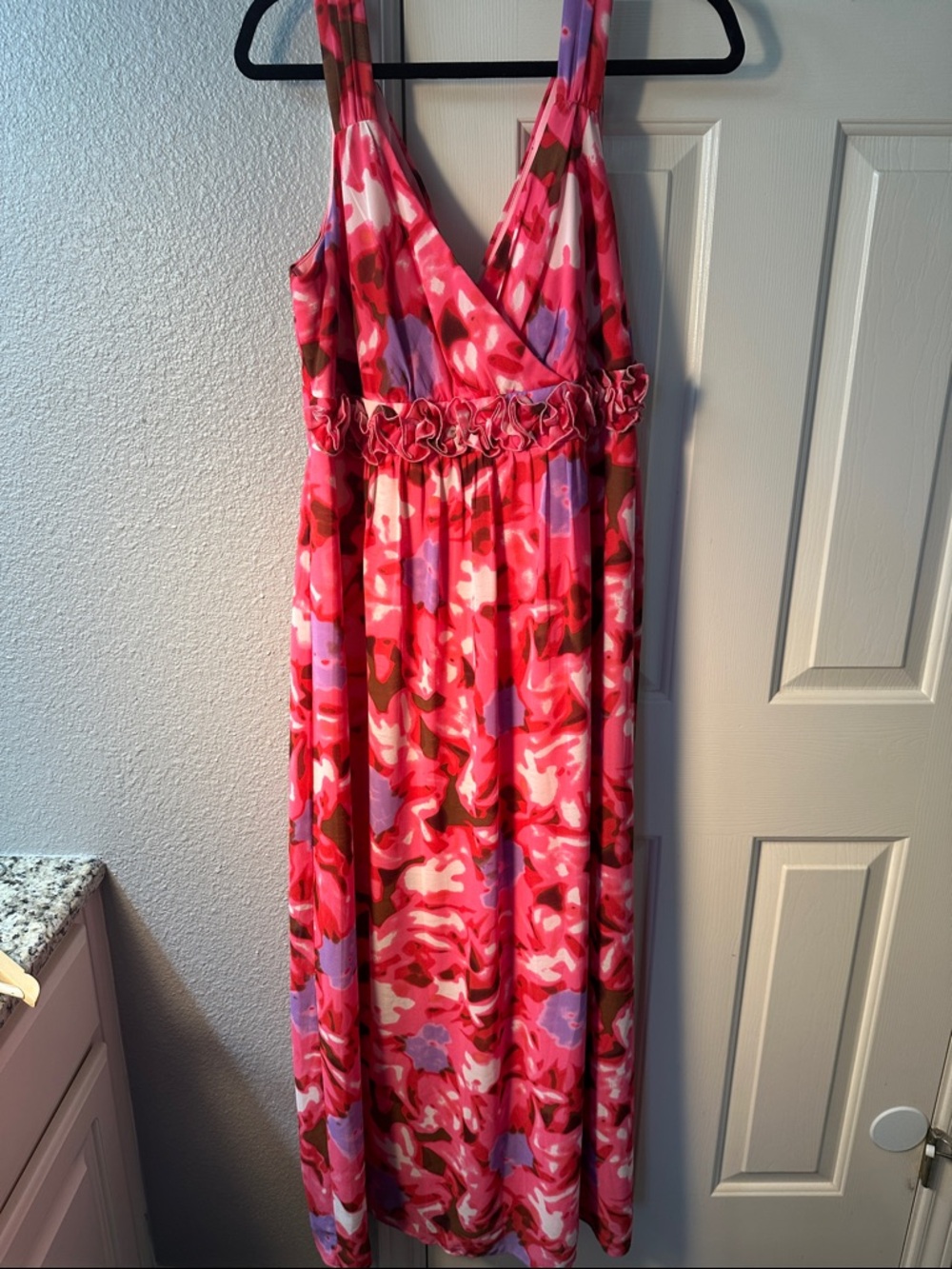 Signature by Robbie Bee Pink Red Floral Print Maxi Dress